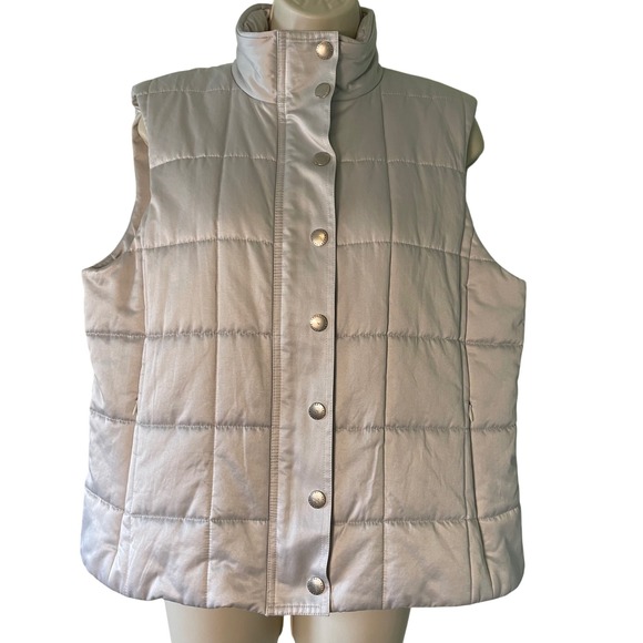 Lauren Ralph Lauren Jackets & Blazers - Lauren Ralph Lauren Quilted Puffer Vest Silver Snap Front XL Outdoor Casual